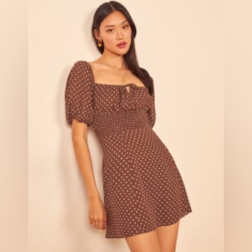Reformation mini dress polka dot size 0